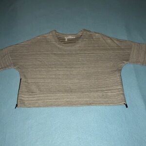 DEREK LAM 10 CROSBY gray short sleeve crop zipper sides heavyweight NEW size M